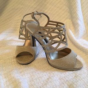 Sparkly dress heal with rhinestone accents